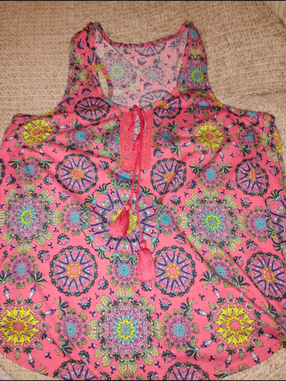 Women's Pink Floral Print Tank Top